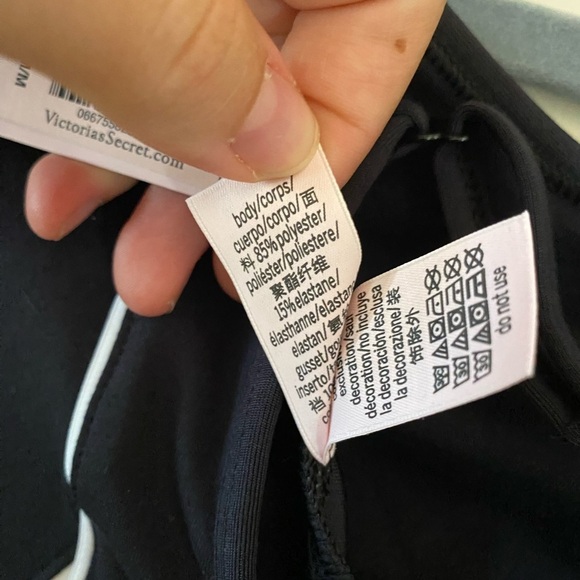 Victorias Secret Fine Lines Black Full-Length Bodysuit with White Size M NWT - Picture 9 of 9